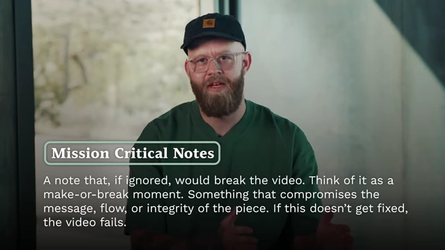 Definition of mission-critical feedback notes