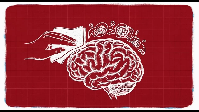 A hand wiping a 'messy' brain clean, representing the concept of dopamine receptor downregulation.
