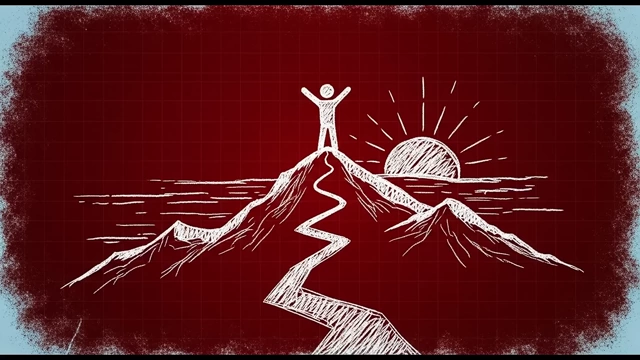 A person standing triumphantly on a mountaintop with the sun rising, symbolizing the excitement and achievement found in challenging tasks.