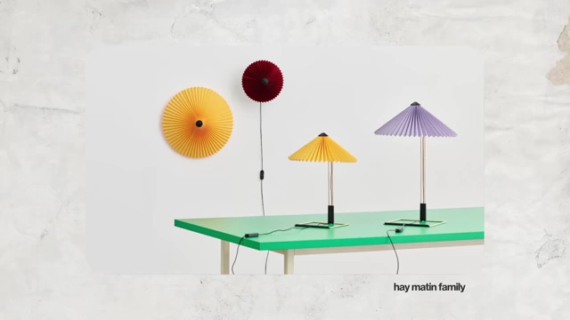 A display of Hay's Matten table lamps in various colors and configurations