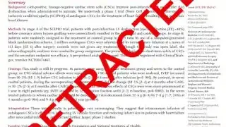 一份显示“撤回”字样的医学研究论文