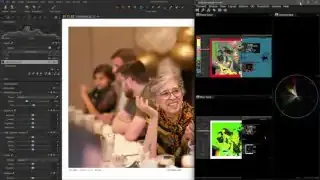 Multiple photos in a gallery view with Omniscope panels showing the effects of color correction