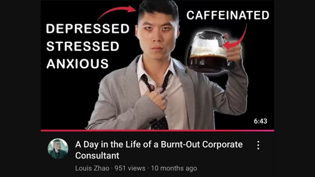 YouTube thumbnail of the speaker titled "A Day in the Life of a Burnt-Out Corporate Consultant"
