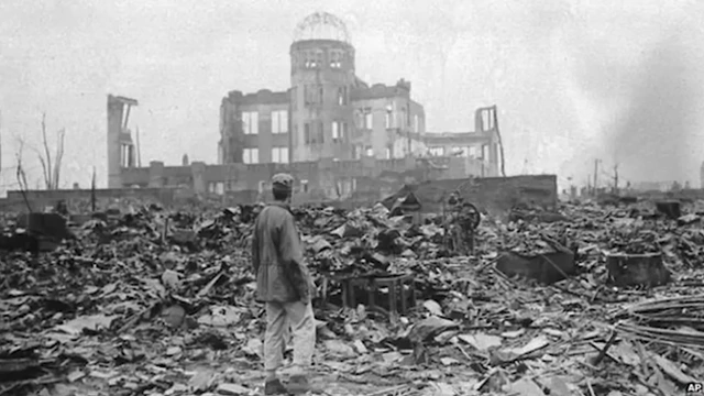 The atomic bomb dome in Hiroshima after World War II