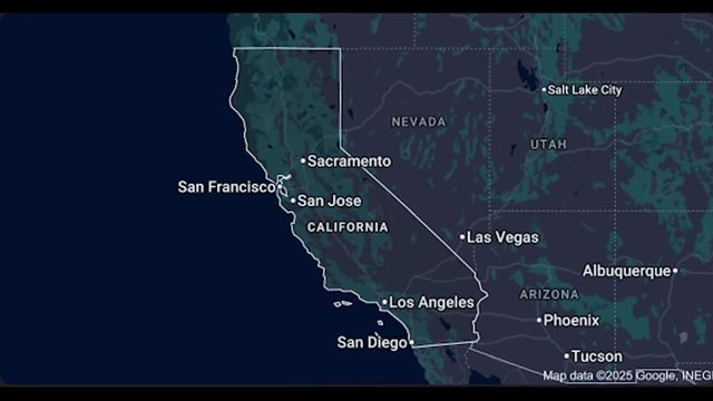 Map of California, highlighting its size for comparison