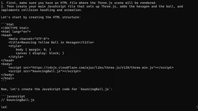 The initial HTML and JavaScript code generated by Devstral for the Three.js animation task.