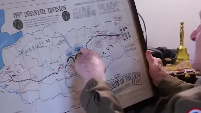 Map illustrating the 89th Infantry Division's route from Le Havre, France, across Germany, to the end of the war in Czechoslovakia.