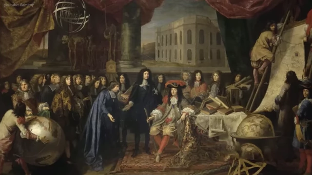 A painting depicting King Louis XIV seated among his court.