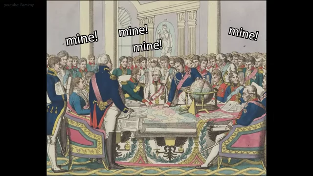 A painting of the Congress of Vienna, where European powers debated Napoleon's fate.