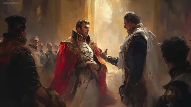 A painting showing Talleyrand speaking to Napoleon.