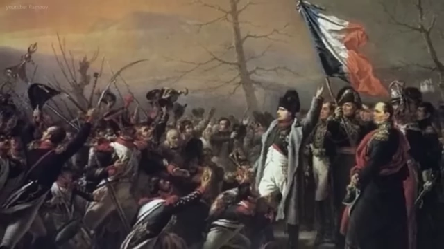 A painting depicting Napoleon's triumphant return to France, greeted by a cheering crowd.