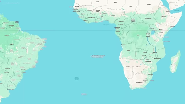 A map showing the isolated island of Saint Helena, where Napoleon was finally exiled.
