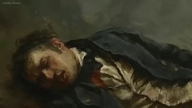 A painting depicting Alexander Dujarier, wounded, after a duel.