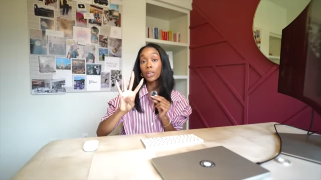 The presenter illustrates the four content purposes by holding up four fingers, emphasizing a strategic approach to posting.