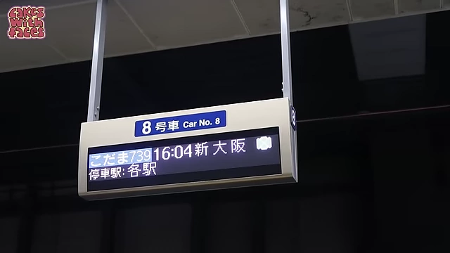 Overhead display showing current train and carriage number
