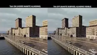开启和关闭TAA时的Nanite锯齿