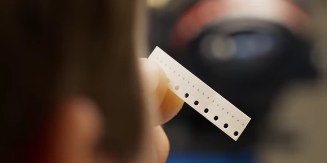 Close-up of tiny 0201 resistors used as support components
