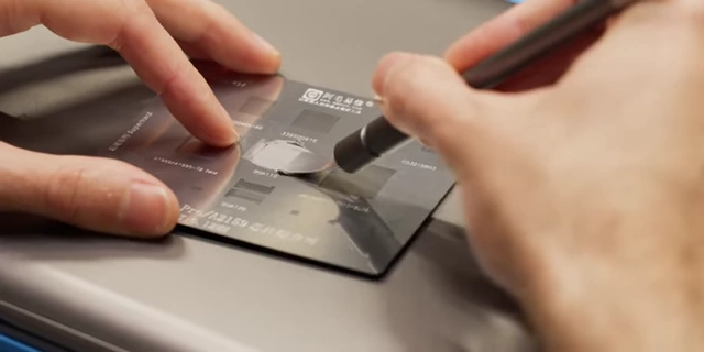 Applying solder paste to the NAND chip using a BGA stencil