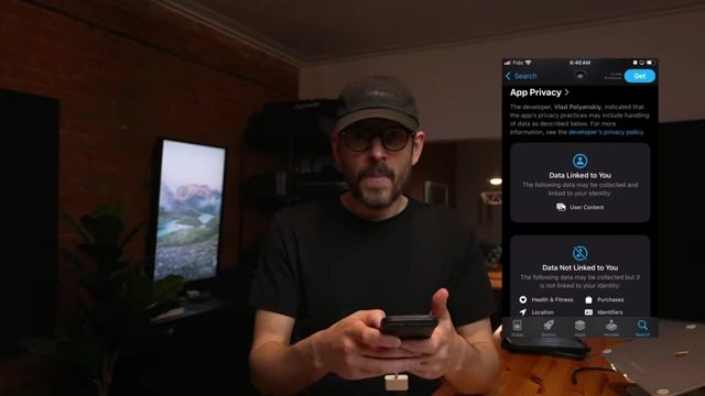 一款流行的分贝仪应用在App Store中列出了广泛的数据收集范围，包括“链接到您的数据”（用户内容）和“未链接到您的数据”（健康与健身、位置、使用数据、购买、标识符、诊断）。