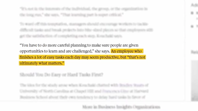 Research excerpt highlighting that tackling difficult tasks first is most productive