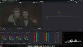 DaVinci Resolve interface showing node editor and color wheels