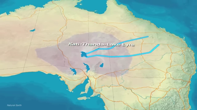 Map showing Kati-Thanda-Lake Eyre basin and rivers flowing in