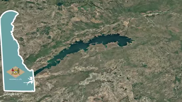 Map comparing the size of Lake Kariba to the state of Delaware