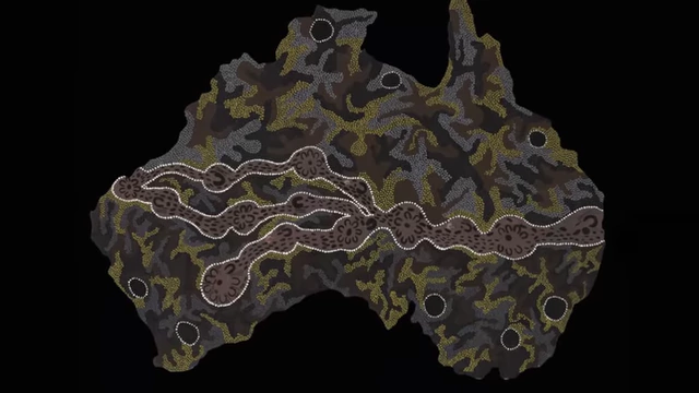 Map of Australia with Aboriginal song lines