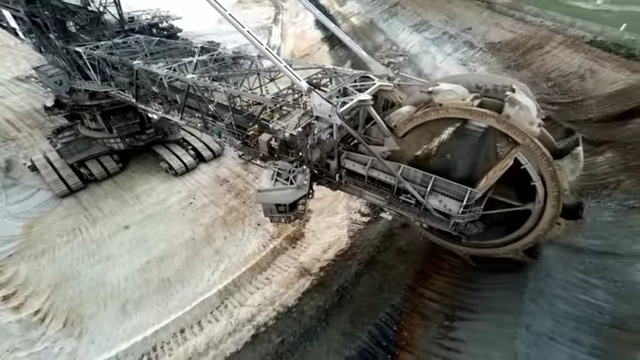 Large mining machine in an open-pit mine