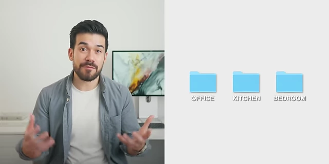 A conceptual diagram showing major home areas (Office, Kitchen, Bedroom) as main folders in an organizational hierarchy.