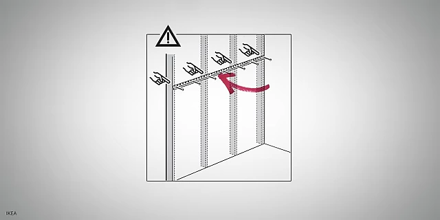 A diagram illustrating the installation of a French cleat system for securely hanging cabinets on a wall.