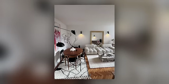 An example of a living space that feels cluttered due to oversized furniture.