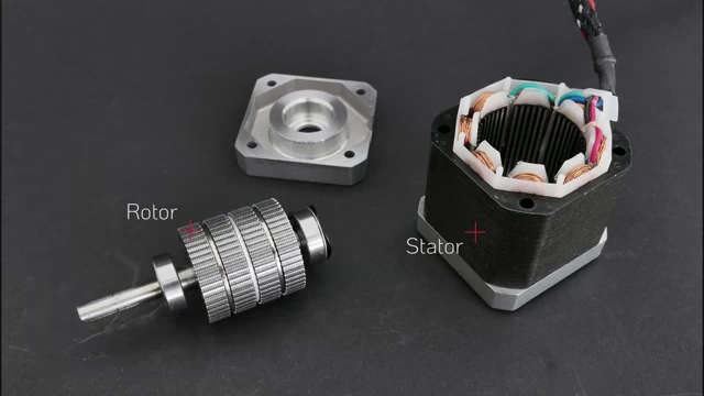 Disassembled Nema17 stepper motor showing the rotor and stator