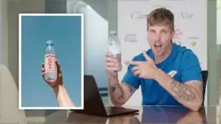 Image showing a Liquid Death water bottle compared to an Evian water bottle