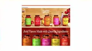 Image from a "SAUZ" pasta sauce advertisement on Amazon, showing jars of sauce and "Bold Flavors Made with Quality Ingredients"