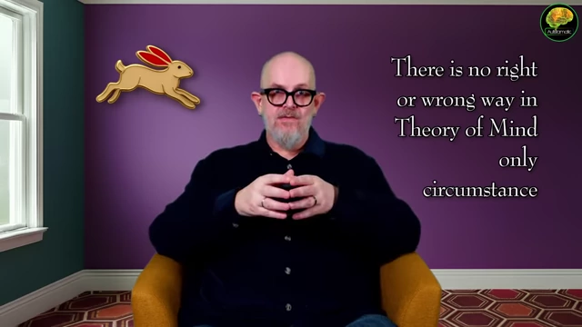 The presenter emphasizes that there is no single right or wrong way to exercise Theory of Mind, only different circumstances.