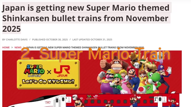 Promotional image of Super Mario themed Shinkansen