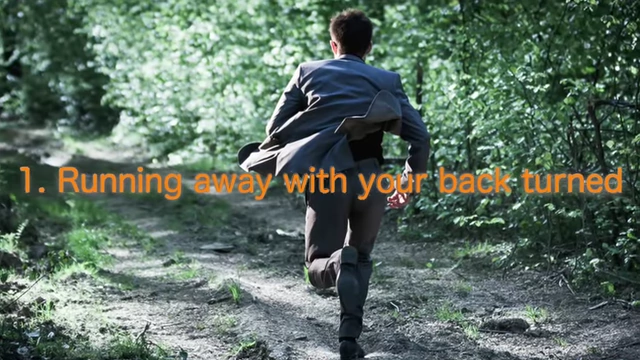 Illustration of someone running away from a bear
