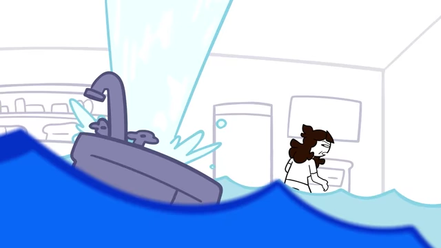 A visual representation of Jaiden's sink overflowing due to the unresolved plumbing issue, after her prolonged struggle with customer service.