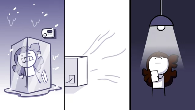 A three-panel image showing a thermostat, air filter, and light bulb, each requiring an app to function.