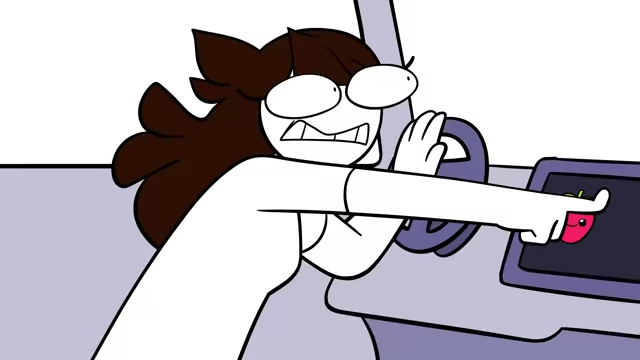 Jaiden attempting to adjust the car's AC through the touchscreen while driving, highlighting the safety hazard.