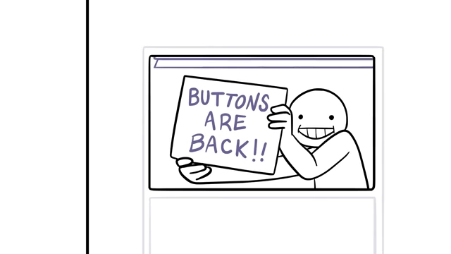 A news headline proclaiming "BUTTONS ARE BACK!!", acknowledging the return of physical buttons in cars.