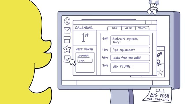 A plumber's digital calendar displaying the earliest available appointment slot a month away at 7 AM.
