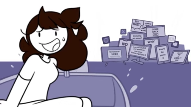 Jaiden happily sailing away in a small boat from a sea of modern tech pop-ups and notifications, symbolizing her escape from overwhelming digital life.