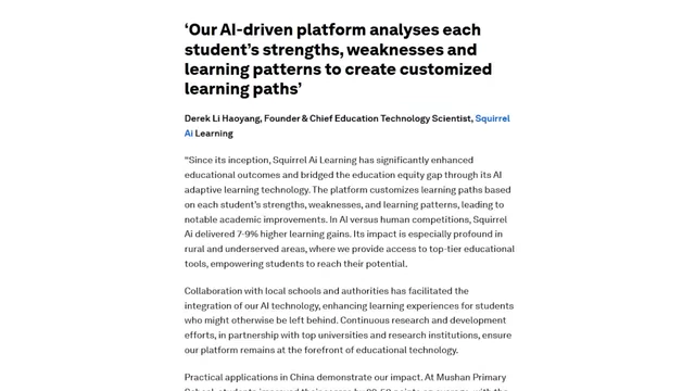 An article headline mentions an AI-driven platform for customized learning paths in China.