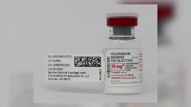 Vial of Vecuronium Bromide, a muscle paralyzer