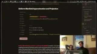 An Obsidian note titled "Uniform Manifold Approximation and Projection" showing "aliases" property and a list of incoming and outgoing links.