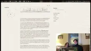A personal website with a dark theme and abstract background pattern, displaying text content and a sidebar.