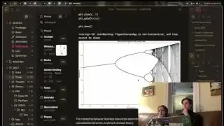 A complex bifurcation diagram generated with code is displayed within an Obsidian note.
