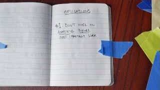 A handwritten list titled "APPLICATIONS" detailing four key recommendations: "Don't work on anything before most important task," "Stare at walls when you don't feel like working," "Use pen and paper," and "Delay non-essential inputs."